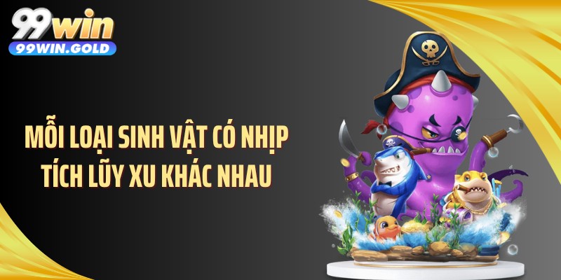 Mỗi loại sinh vật có nhịp tích lũy xu khác nhau